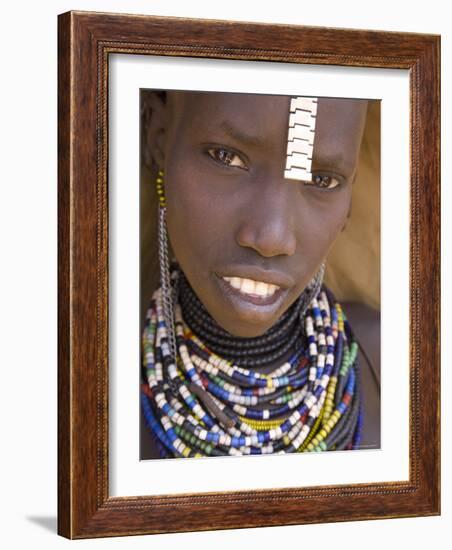 Portrait of a Girl of the Galeb Tribe, Lower Omo Valley, Ethiopia-Gavin Hellier-Framed Photographic Print