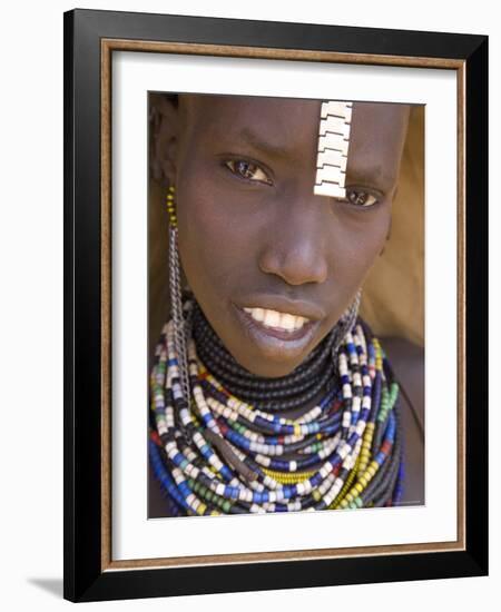 Portrait of a Girl of the Galeb Tribe, Lower Omo Valley, Ethiopia-Gavin Hellier-Framed Photographic Print