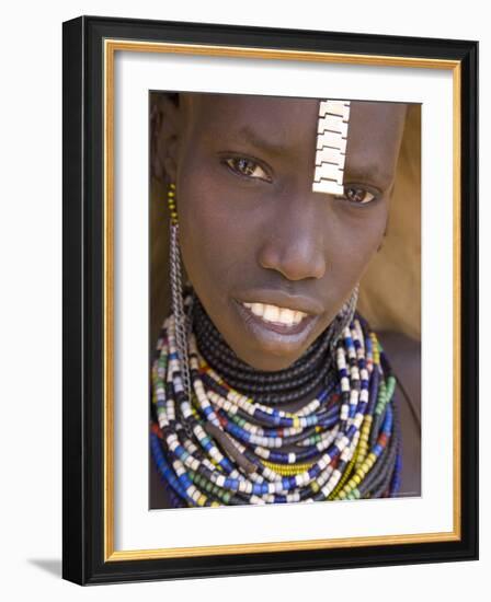 Portrait of a Girl of the Galeb Tribe, Lower Omo Valley, Ethiopia-Gavin Hellier-Framed Photographic Print