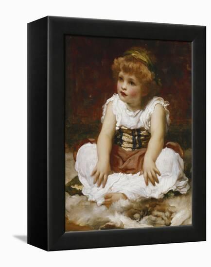 Portrait of a Girl seated on a Rug-Frederick Leighton-Framed Premier Image Canvas