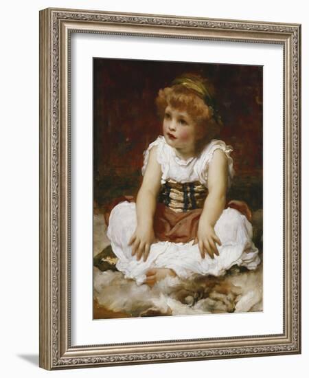 Portrait of a Girl seated on a Rug-Frederick Leighton-Framed Giclee Print