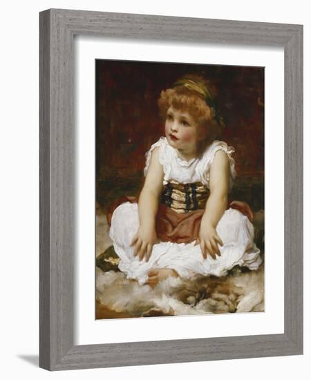 Portrait of a Girl seated on a Rug-Frederick Leighton-Framed Giclee Print