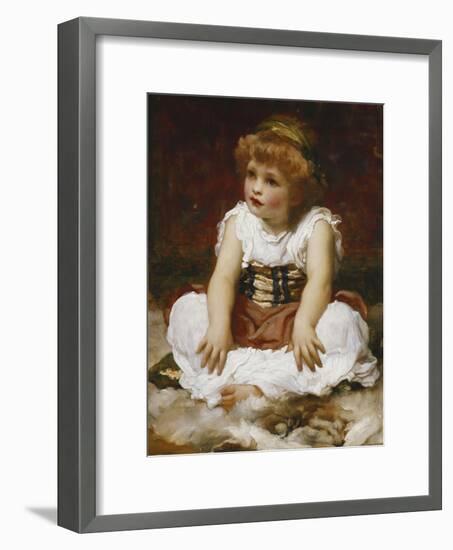 Portrait of a Girl seated on a Rug-Frederick Leighton-Framed Giclee Print