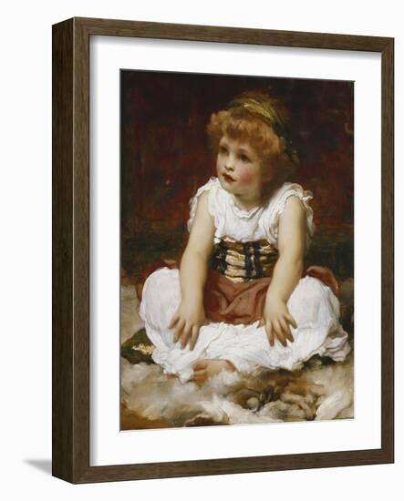 Portrait of a Girl seated on a Rug-Frederick Leighton-Framed Giclee Print