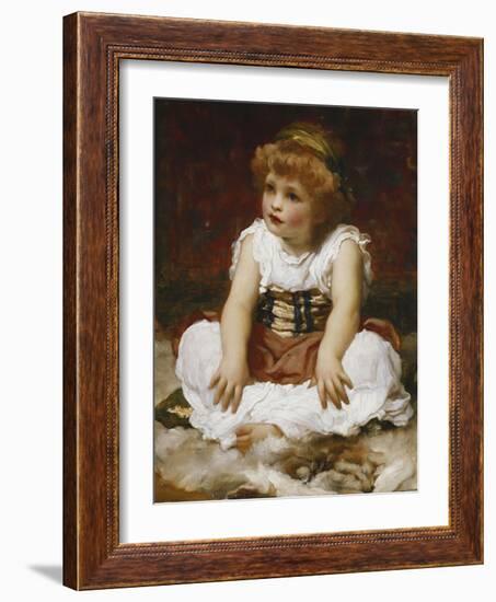 Portrait of a Girl seated on a Rug-Frederick Leighton-Framed Giclee Print