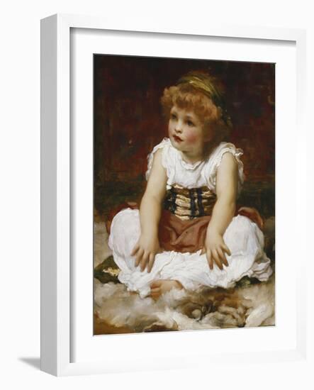 Portrait of a Girl seated on a Rug-Frederick Leighton-Framed Giclee Print