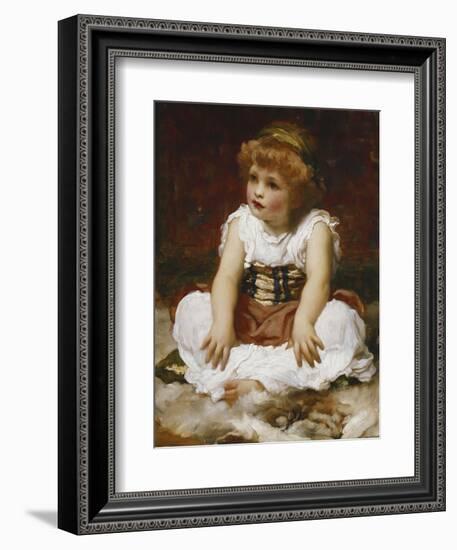 Portrait of a Girl seated on a Rug-Frederick Leighton-Framed Giclee Print