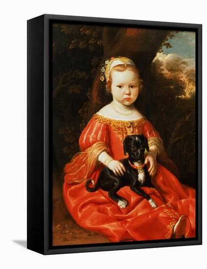 Portrait of a Girl with a Dog-Jacob Gerritsz Cuyp-Framed Premier Image Canvas