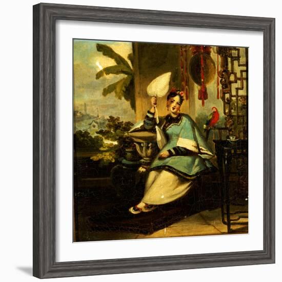 Portrait of a Girl with a Parrot-George Chinnery-Framed Giclee Print