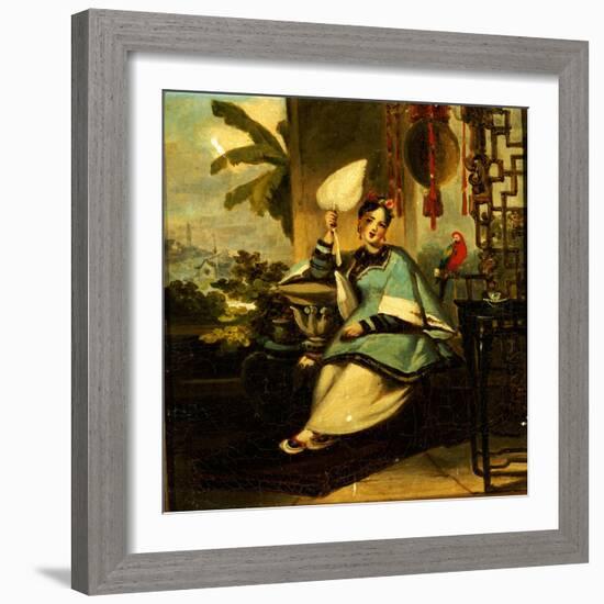 Portrait of a Girl with a Parrot-George Chinnery-Framed Giclee Print