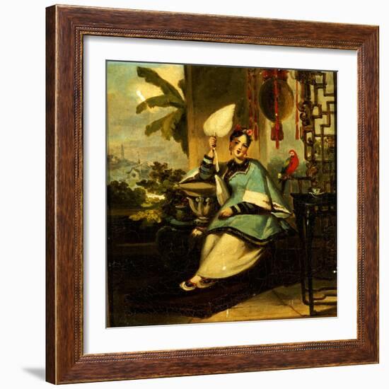 Portrait of a Girl with a Parrot-George Chinnery-Framed Giclee Print