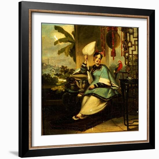 Portrait of a Girl with a Parrot-George Chinnery-Framed Giclee Print