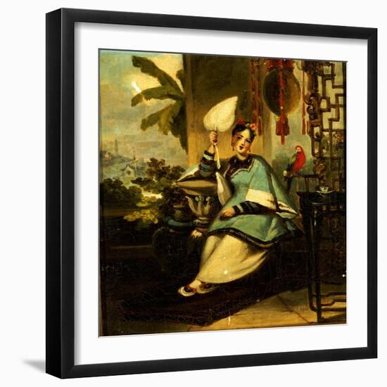Portrait of a Girl with a Parrot-George Chinnery-Framed Giclee Print