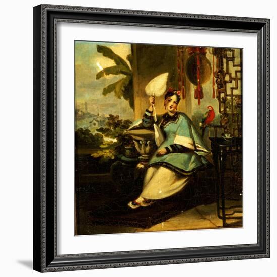 Portrait of a Girl with a Parrot-George Chinnery-Framed Giclee Print