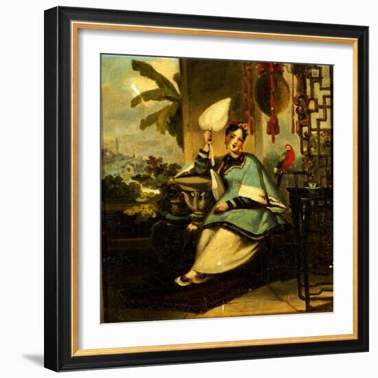 Portrait of a Girl with a Parrot-George Chinnery-Framed Giclee Print