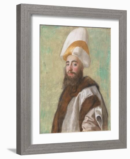 Portrait of a Grand Vizir, or of a European Dressed as One, C.1741 (Pastel on Parchment)-Jean-Etienne Liotard-Framed Giclee Print