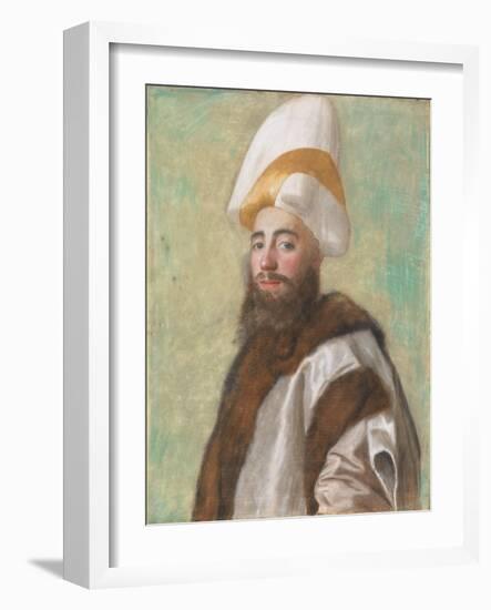 Portrait of a Grand Vizir, or of a European Dressed as One, C.1741 (Pastel on Parchment)-Jean-Etienne Liotard-Framed Giclee Print