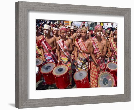 Portrait of a Group of Drummers During the Mardi Gras Carnival, Philippines, Southeast Asia-Alain Evrard-Framed Photographic Print