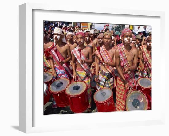 Portrait of a Group of Drummers During the Mardi Gras Carnival, Philippines, Southeast Asia-Alain Evrard-Framed Photographic Print