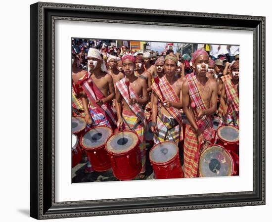 Portrait of a Group of Drummers During the Mardi Gras Carnival, Philippines, Southeast Asia-Alain Evrard-Framed Photographic Print
