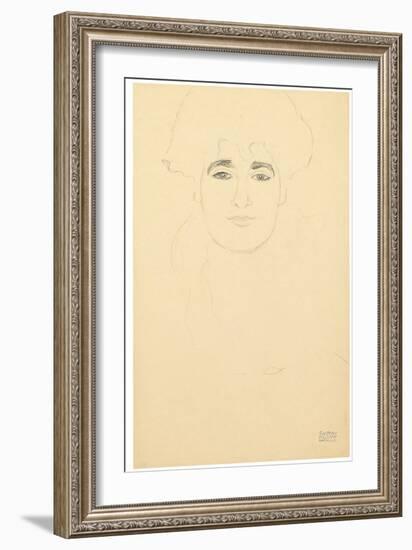 Portrait of a Head from the Front, C.1914-16 (Pencil on Paper)-Gustav Klimt-Framed Giclee Print