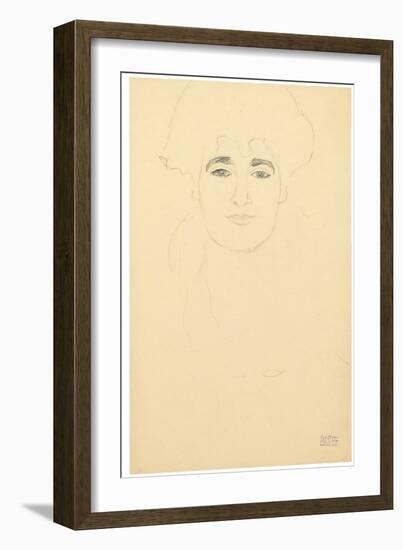 Portrait of a Head from the Front, C.1914-16 (Pencil on Paper)-Gustav Klimt-Framed Giclee Print