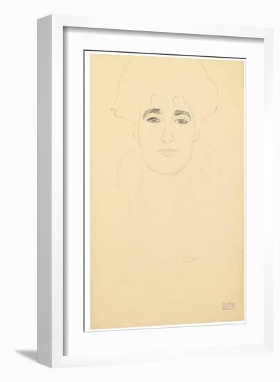 Portrait of a Head from the Front, C.1914-16 (Pencil on Paper)-Gustav Klimt-Framed Giclee Print