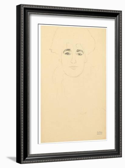 Portrait of a Head from the Front, C.1914-16 (Pencil on Paper)-Gustav Klimt-Framed Giclee Print