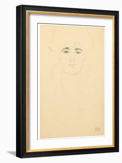 Portrait of a Head from the Front, C.1914-16 (Pencil on Paper)-Gustav Klimt-Framed Giclee Print