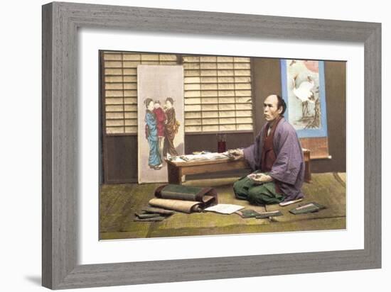 Portrait of a Japanese Artist-Baron Von Raimund Stillfried-Framed Art Print