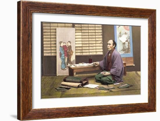 Portrait of a Japanese Artist-Baron Von Raimund Stillfried-Framed Art Print