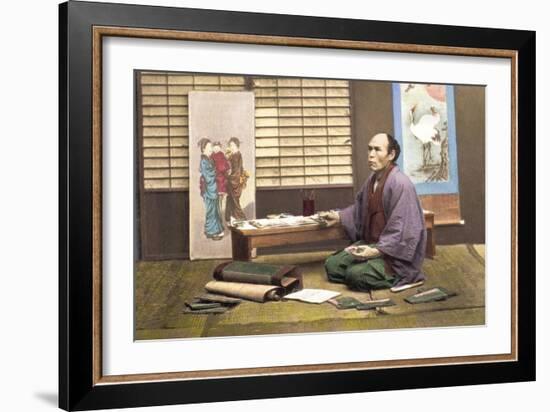 Portrait of a Japanese Artist-Baron Von Raimund Stillfried-Framed Art Print