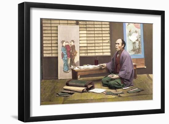 Portrait of a Japanese Artist-Baron Von Raimund Stillfried-Framed Art Print