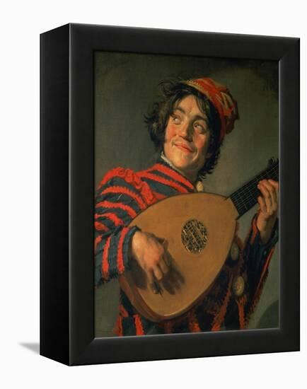 Portrait of a Jester with a Lute-Frans Hals-Framed Premier Image Canvas