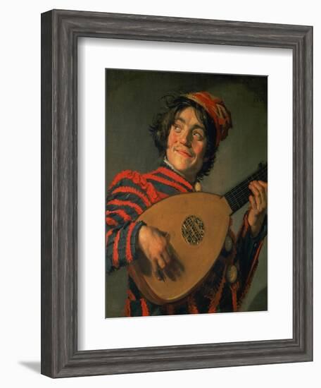 Portrait of a Jester with a Lute-Frans Hals-Framed Giclee Print