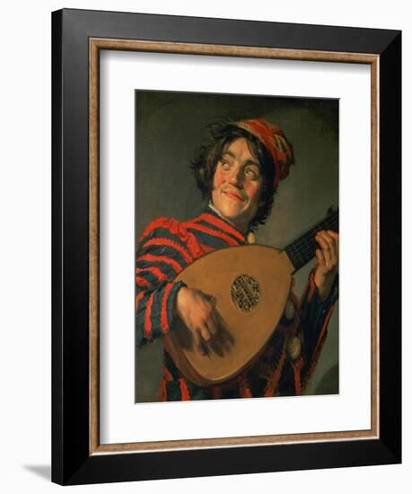 Portrait of a Jester with a Lute-Frans Hals-Framed Giclee Print