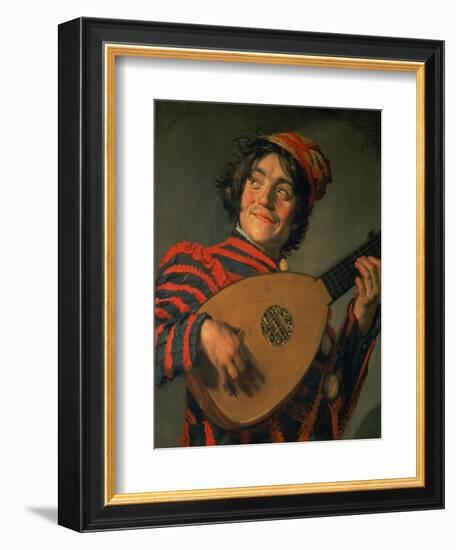 Portrait of a Jester with a Lute-Frans Hals-Framed Giclee Print