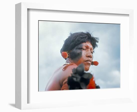 Portrait of a Kamayura Indian, Xingu, Brazil, South America-Robin Hanbury-tenison-Framed Photographic Print