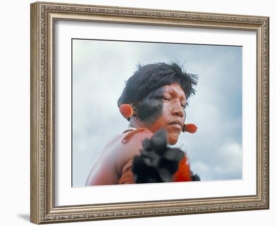 Portrait of a Kamayura Indian, Xingu, Brazil, South America-Robin Hanbury-tenison-Framed Photographic Print