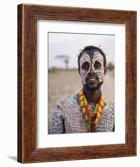 Portrait of a Karo Tribesman, Lower Omo Valley, Ethiopia-Gavin Hellier-Framed Photographic Print
