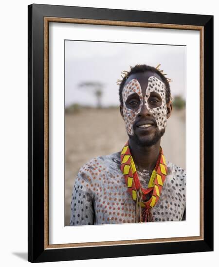 Portrait of a Karo Tribesman, Lower Omo Valley, Ethiopia-Gavin Hellier-Framed Photographic Print