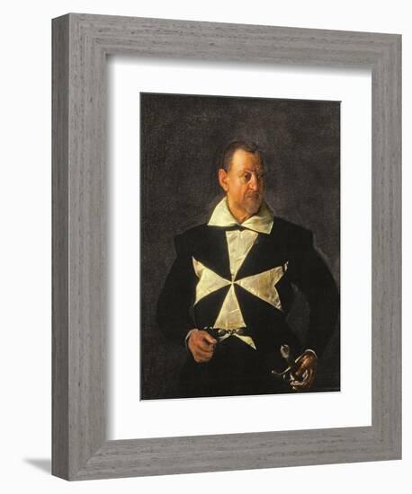 Portrait of a Knight of Malta, Possibly Fra Antonio Martelli, 1607-08-Caravaggio-Framed Giclee Print