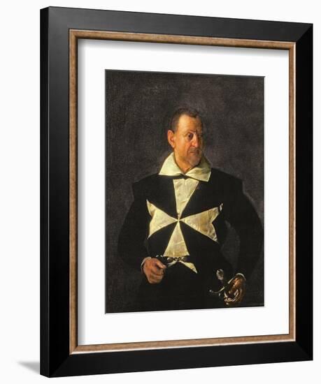 Portrait of a Knight of Malta, Possibly Fra Antonio Martelli, 1607-08-Caravaggio-Framed Giclee Print