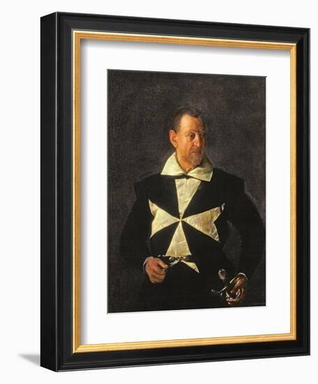 Portrait of a Knight of Malta, Possibly Fra Antonio Martelli, 1607-08-Caravaggio-Framed Giclee Print