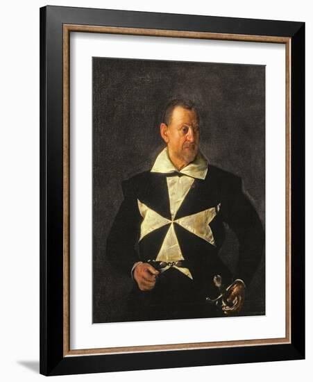 Portrait of a Knight of Malta, Possibly Fra Antonio Martelli, 1607-08-Caravaggio-Framed Giclee Print