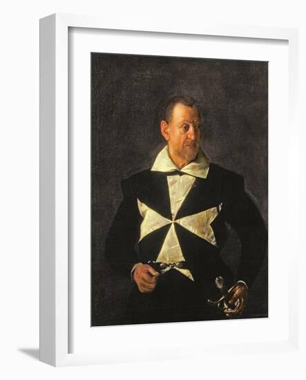 Portrait of a Knight of Malta, Possibly Fra Antonio Martelli, 1607-08-Caravaggio-Framed Giclee Print