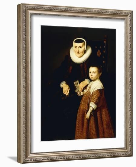 Portrait of a Lady, Aged 80 with a Girl, Aged 6, Three Quarter-Length, C.1632-33-Jacob Adriensz Backer-Framed Giclee Print