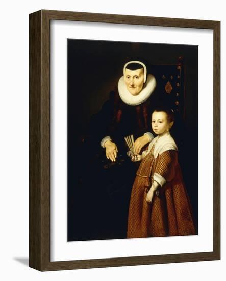 Portrait of a Lady, Aged 80 with a Girl, Aged 6, Three Quarter-Length, C.1632-33-Jacob Adriensz Backer-Framed Giclee Print