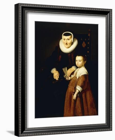 Portrait of a Lady, Aged 80 with a Girl, Aged 6, Three Quarter-Length, C.1632-33-Jacob Adriensz Backer-Framed Giclee Print