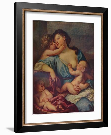 Portrait of a Lady and Three Children, 17th century, (1907)-Sébastien Bourdon-Framed Giclee Print